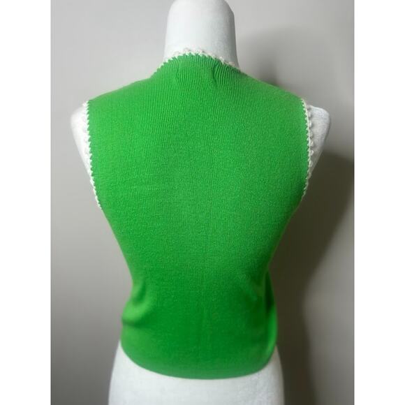 Vintage Lerner Shops Knit Sweater Button Vest Feminine Cottage Green Size Medium - Picture 6 of 10